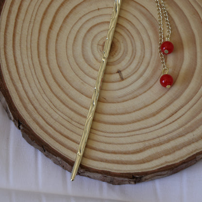 Crimson Blossom Hair Pin