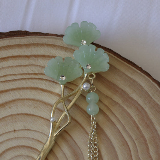 Jade Ginkgo Hair Pin