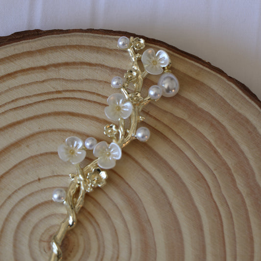 Floral Hair Pin - Soft Pearl