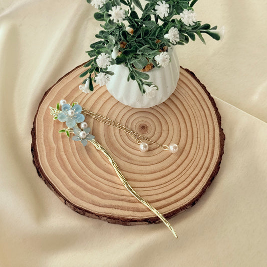 Floral Hair Pin - Blue Flowers