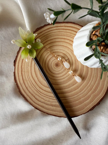 Wooden Hair Pin - Verdant